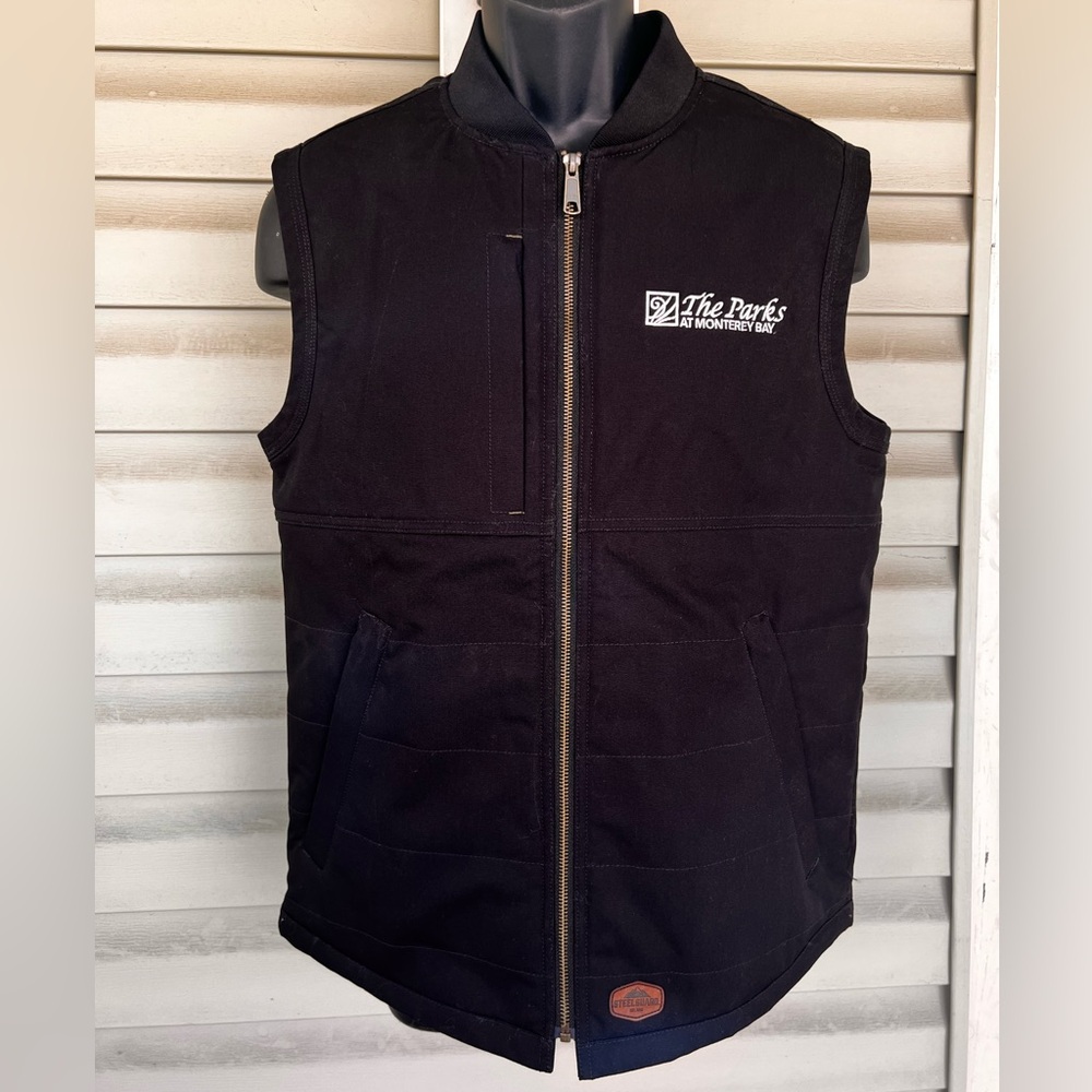 Steelguard Work Vest Men Small Black Insulated Full Zip Pockets Embroidered Logo